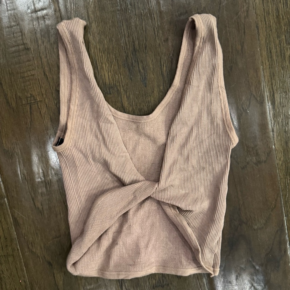 Urban Outfitters Cream Tie Front Fitted Tank Top - Picture 2 of 9
